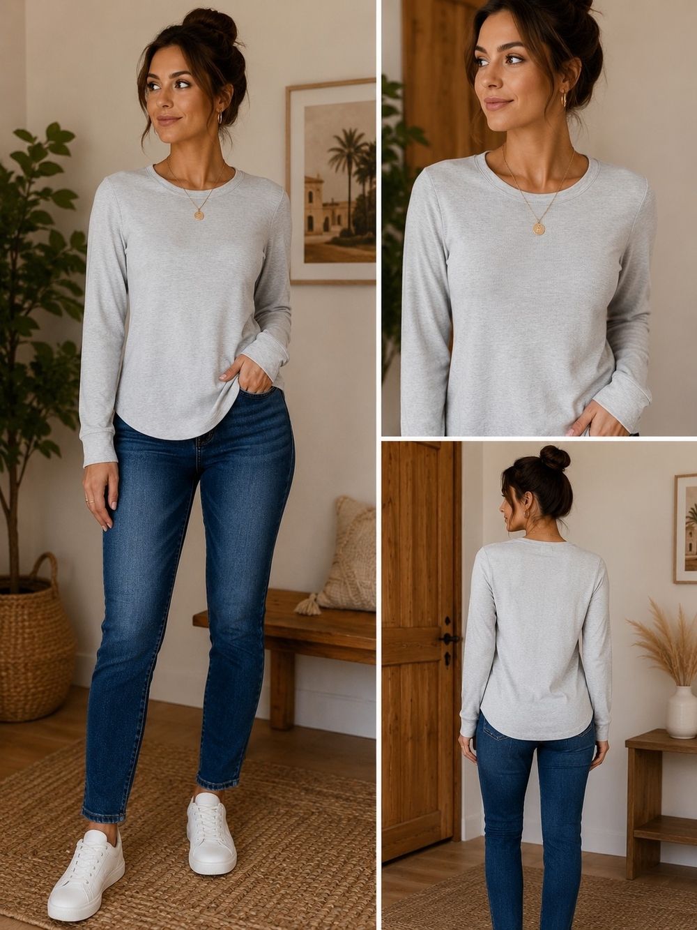 Arizona Jean Company Tan Waffle-Knit Crewneck